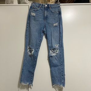 Medium Wash Distressed Mom Jeans